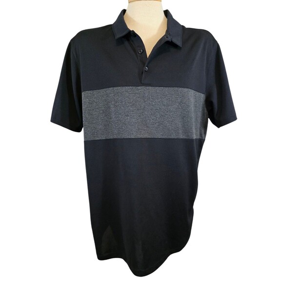 Nike Shirt Mens Large Black Striped Polo Dri Fit Performance Golf Logo Read - Picture 1 of 8